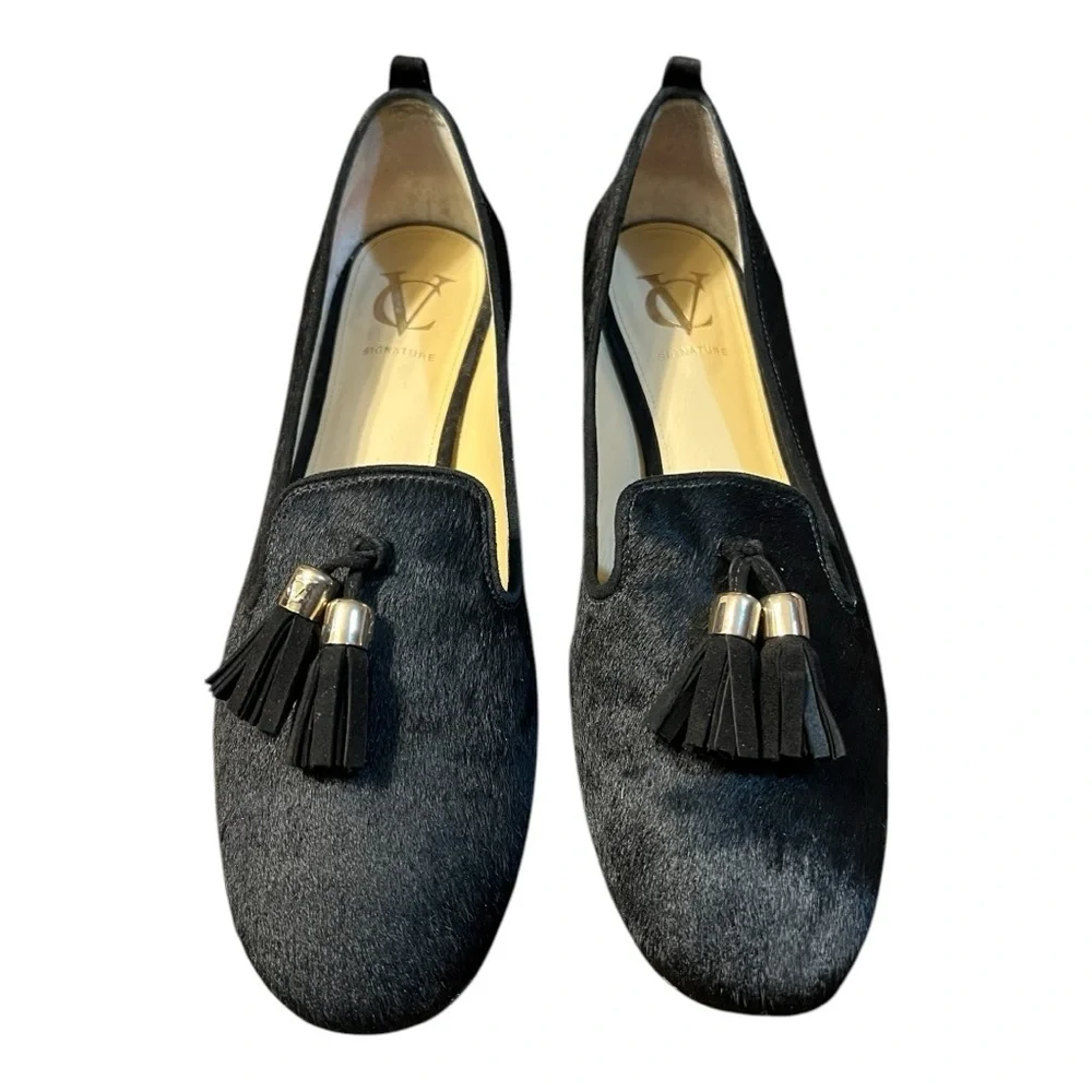VC Signature Nancy Stylish Black Calf Hair Leather Loafers Size 8.5/38.5 - Picture 3 of 12